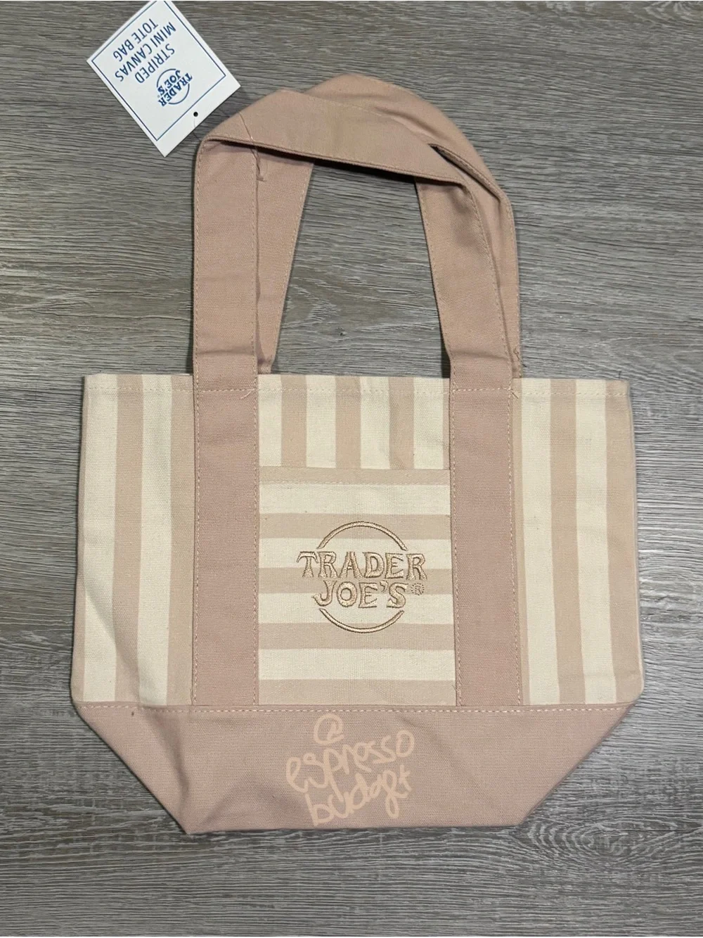 Trader Joe's Set of 12 Mini Tote Bag - Pastel Stripe (Mint, Pink, Blue, Beige) - Picture 5 of 5